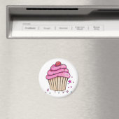 Roze cupcake Magnet Magneet (Insitu (Vaatwasser))