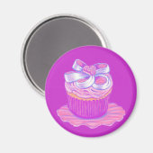 Roze cupcake Magnet Magneet (Voorkant / Achterkant)