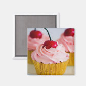 Roze cupcake Magnet Magneet (Voorkant / Achterkant)