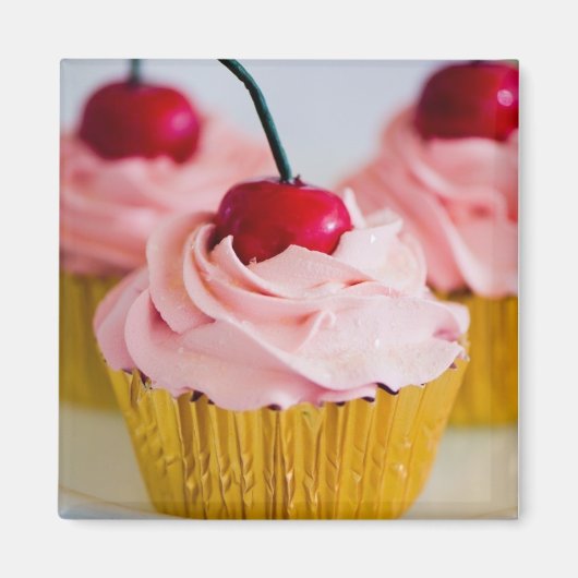 Roze cupcake Magnet Magneet (Voorkant)