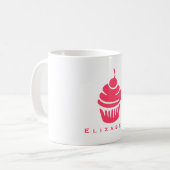 Roze cupcake met Cherry op top Koffiemok (Voorkant links)