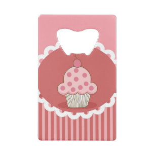 Roze cupcake-ontwerp kredietkaart flessenopener
