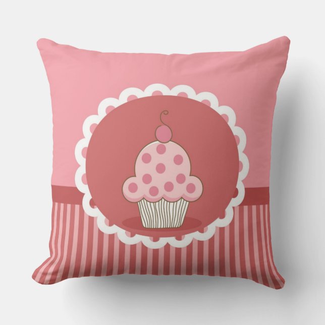 Roze cupcake-ontwerp kussen (Voorkant)