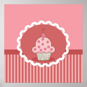 Roze cupcake-ontwerp poster