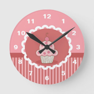 Roze cupcake-ontwerp ronde klok