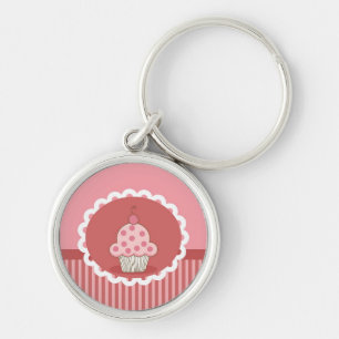 Roze cupcake-ontwerp sleutelhanger