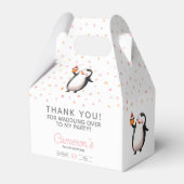 Roze cupcake pinguïn viering meisje verjaardag bedankdoosjes (Voorkant Zijde)