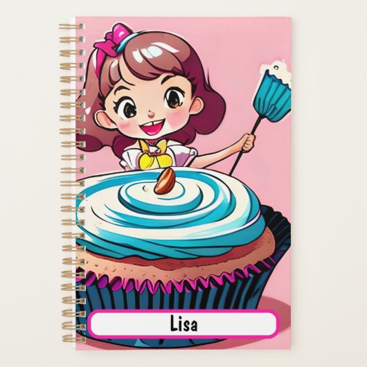 Roze cupcake Planner met diameter (Voorkant)