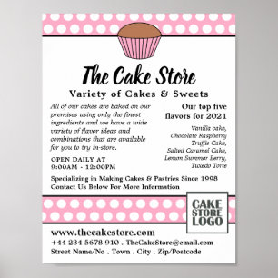 Roze Cupcake & Polka Dot, Cake Store Adverteren Poster