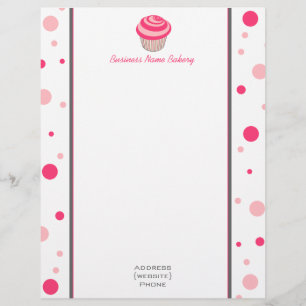 Roze Cupcake Polka Dot Letterhead Briefhoofd Ontwerp