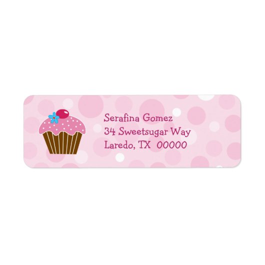 Roze Cupcake retour adres label (Voorkant)