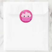 Roze Cupcake Ronde Sticker (Tas)