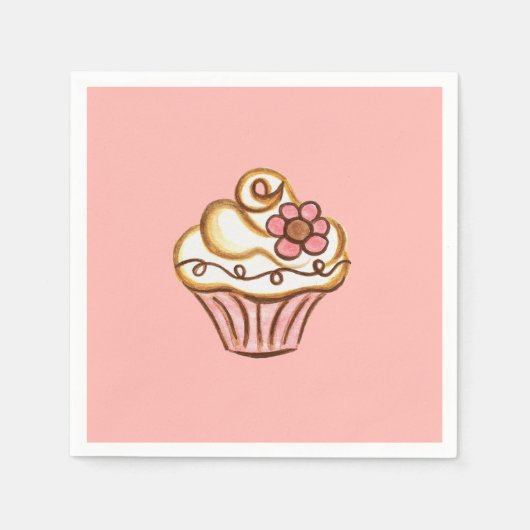 Roze cupcake servetten (Voorkant)