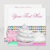 Roze Cupcake Snoep Buffet Uitnodiging (Voorkant / Achterkant)