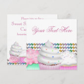 Roze Cupcake Snoepbuffet Feest Uitnodiging (Voorkant / Achterkant)