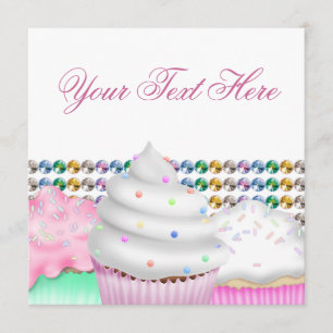 Roze Cupcake Snoepbuffet Feest Uitnodiging