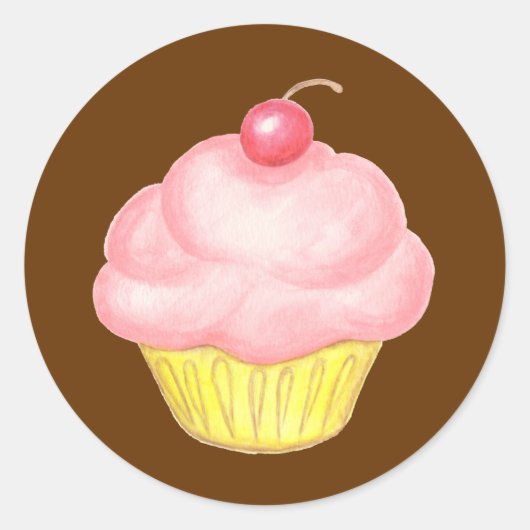 Roze cupcake-Sticker Ronde Sticker (Voorkant)