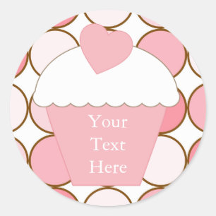 Roze Cupcake Stippen Ronde Sticker