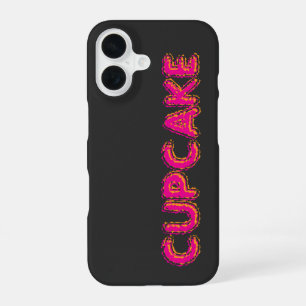 Roze Cupcake Tekst Aangepast Zwart iPhone 16 Hoesje