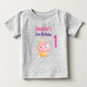 Roze cupcake Unicorn met Rozen Birthday