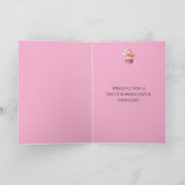 Roze Cupcake Verjaardag Kaart (Binnen)