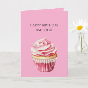Roze Cupcake Verjaardag Kaart
