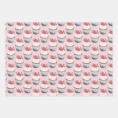 Roze Cupcake Verjaardag Wrapping Sheets - Schattig Inpakpapier Vel (Voorkant 2)