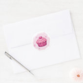 Roze Cupcake Viering Sticker (Envelop)