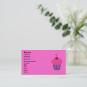 Roze cupcake Visitekaartjes (Staand voorkant)