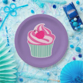 Roze cupcake WIth Polka Dot Cherry Papieren Bordje (Feest)