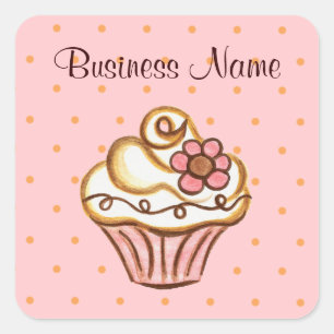 Roze Cupcake Zakelijke Stickers