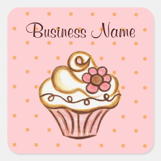 Roze Cupcake Zakelijke Stickers (Voorkant)