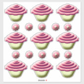 Roze cupcakes Birthday Sticker (Vel)
