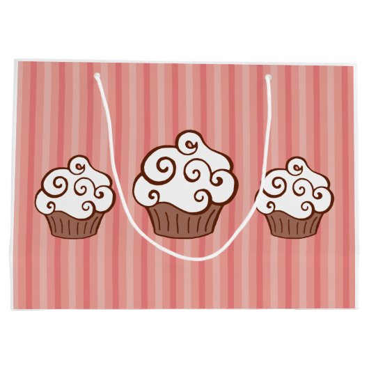 Roze Cupcakes Gift Bag Groot Cadeauzakje (Achterkant)