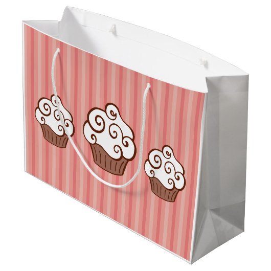 Roze Cupcakes Gift Bag Groot Cadeauzakje (Achterkant Gekanteld)