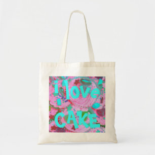 Roze cupcakes "i love cake" canvas tas
