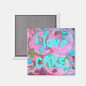 Roze Cupcakes 'i love cake' koelkastmagneet Magneet (Voorkant / Achterkant)