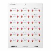 roze cupcakes met een modern blijvend verjaardagsl etiket (Full Sheet)