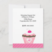 Roze Cupcakes Verjaardagsuitnodiging Kaart (Achterkant)