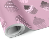 Roze cupcakes Verpakkingspapier Cadeaupapier (Rol Hoek)