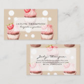  roze cupcakes visitekaartje (Voorkant / Achterkant)