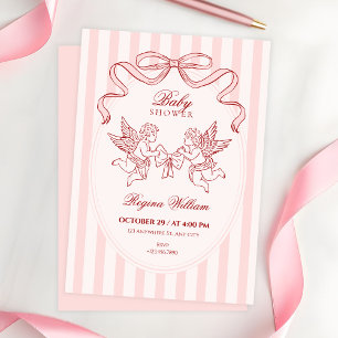Roze Cupido engel baby shower Kaart