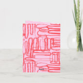 Roze Curve Wavy Squiggle Abstract Modern Kaart (Achterkant)