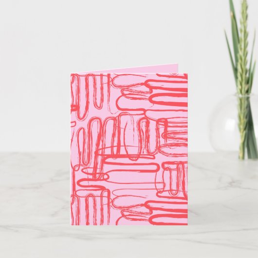 Roze Curve Wavy Squiggle Abstract Modern Kaart (Voorkant)