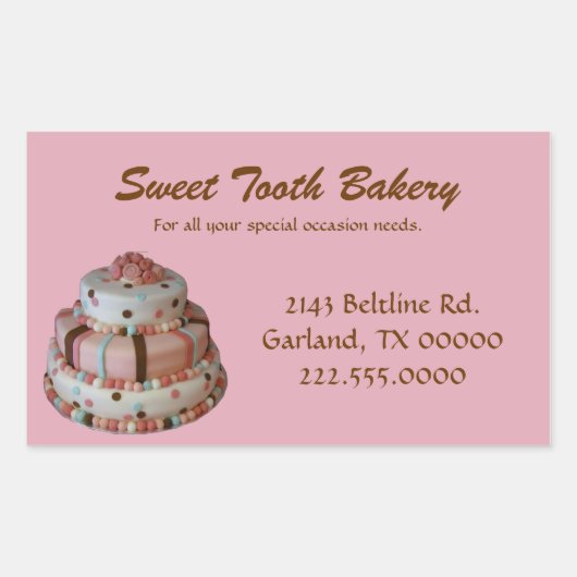 Roze Custom Cake Bakery Box Stickers (Voorkant)