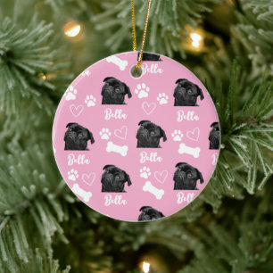 Roze Custom Love Paw Print Hondenliefhebber Pet Fo Keramisch Ornament