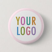 Roze Custom Pin Back Button met Logo Round Badge (Voorkant)