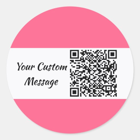 Roze Custom QR Code Trendy Ronde Sticker (Voorkant)