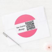 Roze Custom QR Code Trendy Ronde Sticker (Envelop)