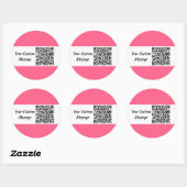 Roze Custom QR Code Trendy Ronde Sticker (Vel)
